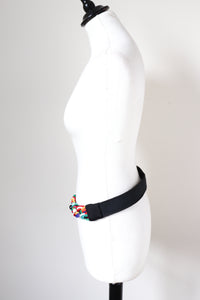 Plaited Beaded Belt - 1980s Vintage - Multicolours - Fit  S / M