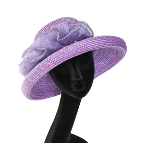 Vintage Wide Brim Hat - Debenhams 1990s - Lilac Purple - Belle Epoque Style- L