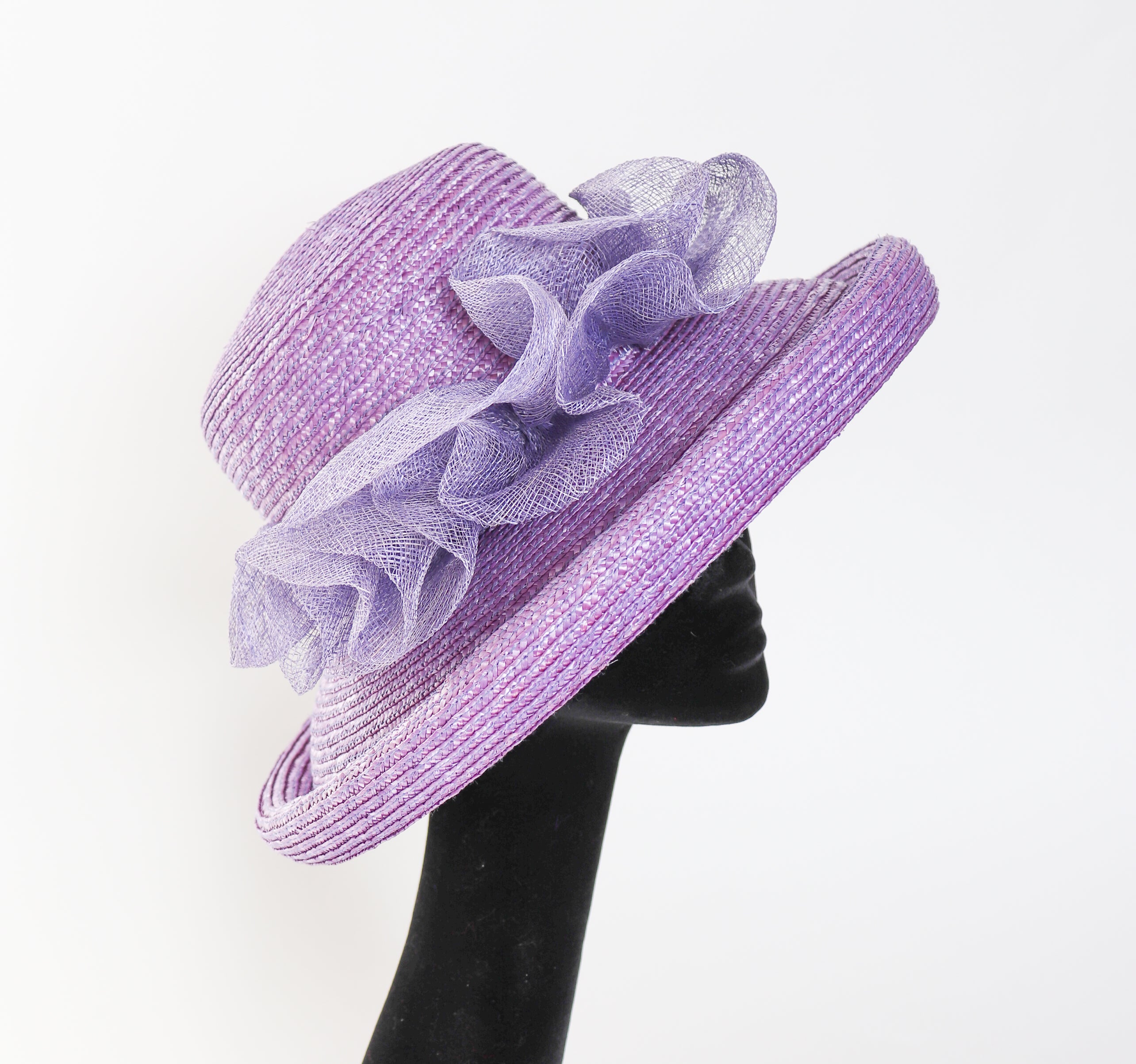 Vintage Wide Brim Hat - Debenhams 1990s - Lilac Purple - Belle Epoque Style- L