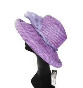 Vintage Wide Brim Hat - Debenhams 1990s - Lilac Purple - Belle Epoque Style- L