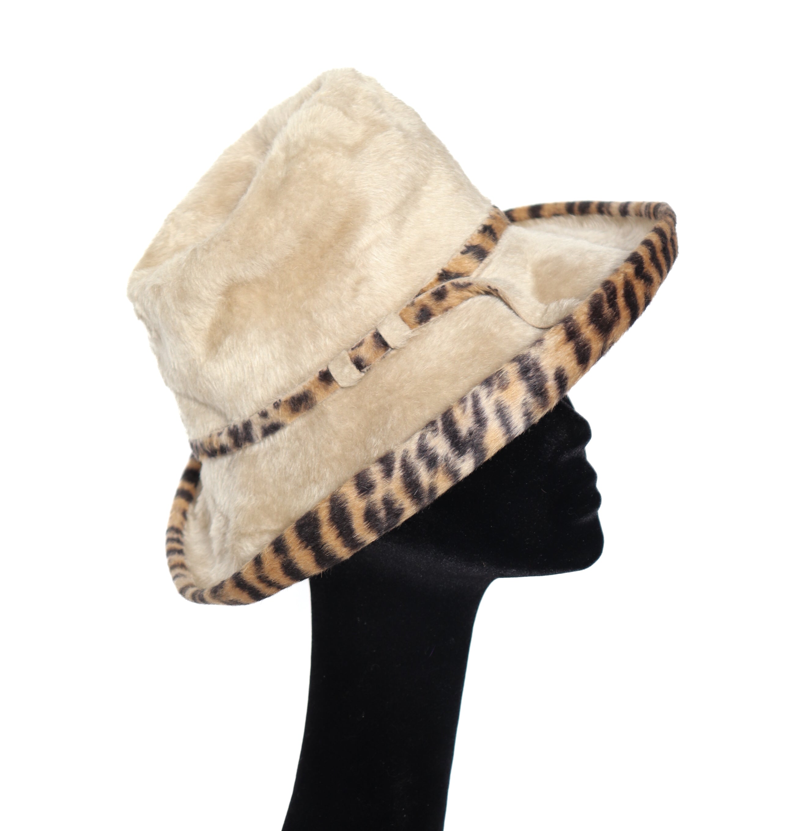 Vintage Ladies Fedora Hat - 1960s - Leopard Print - M