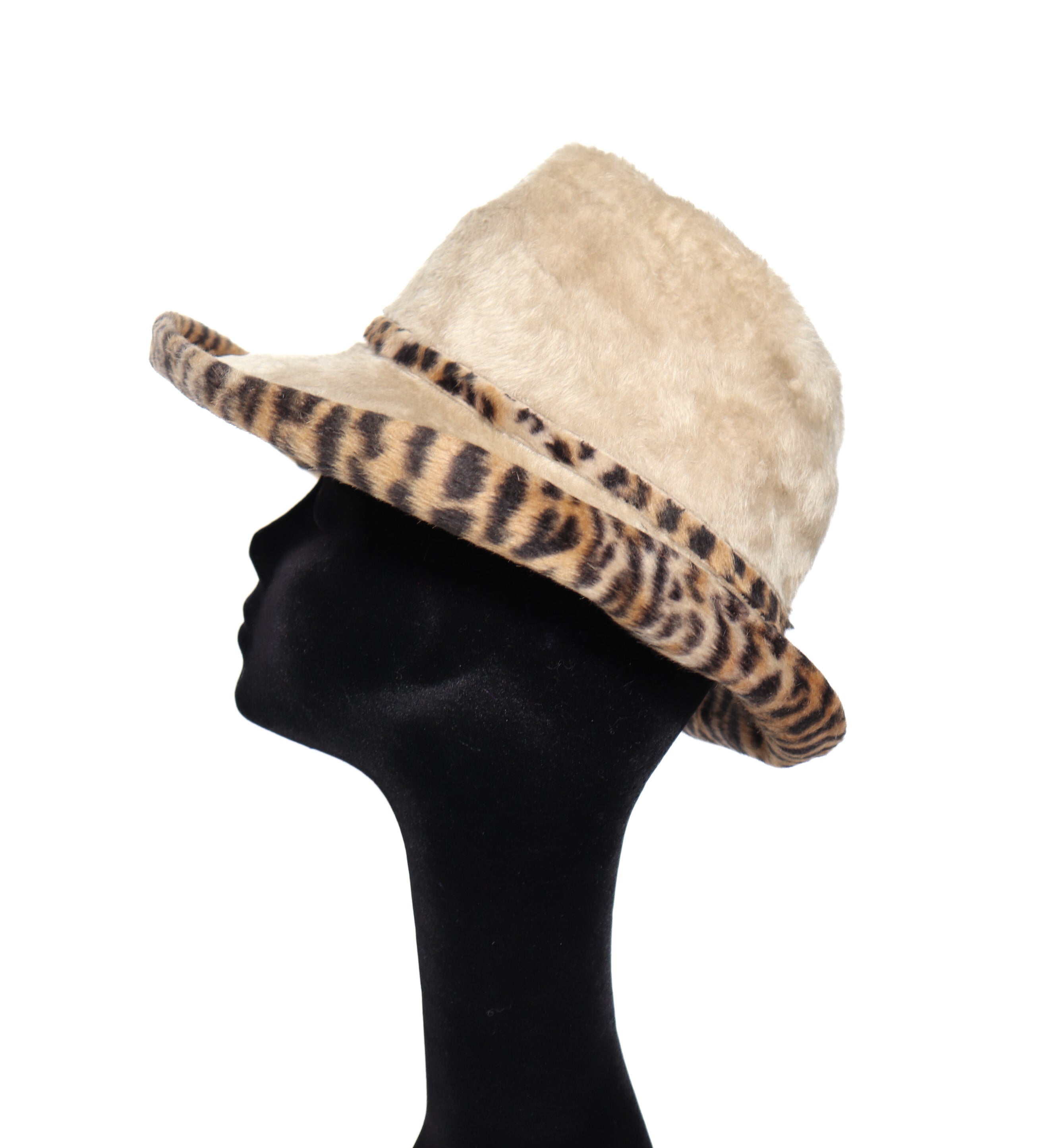 Vintage Ladies Fedora Hat - 1960s - Leopard Print - M