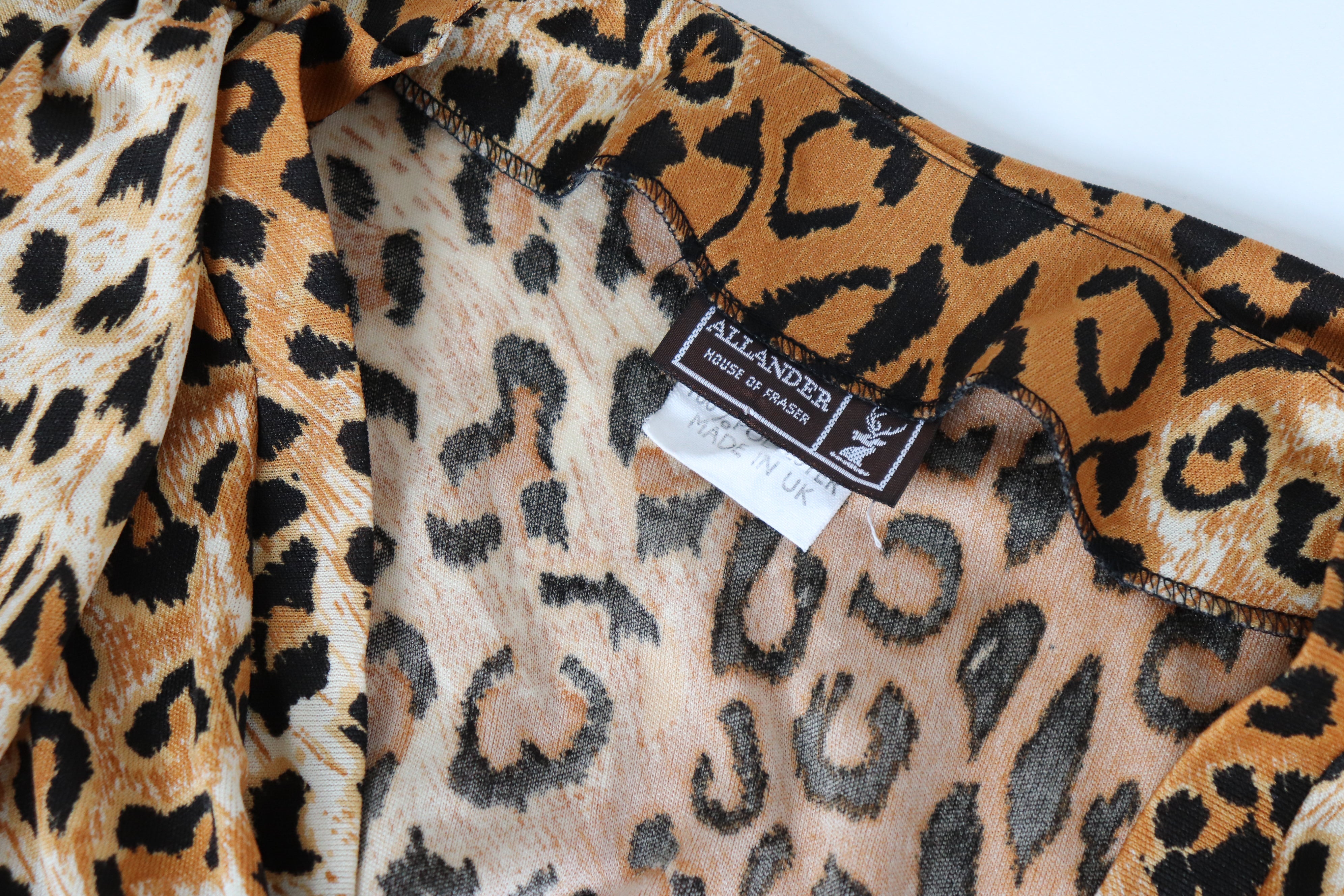 Leopard Print Vintage Dress - 1980s Allander House Of Fraser - Fit L / UK 14