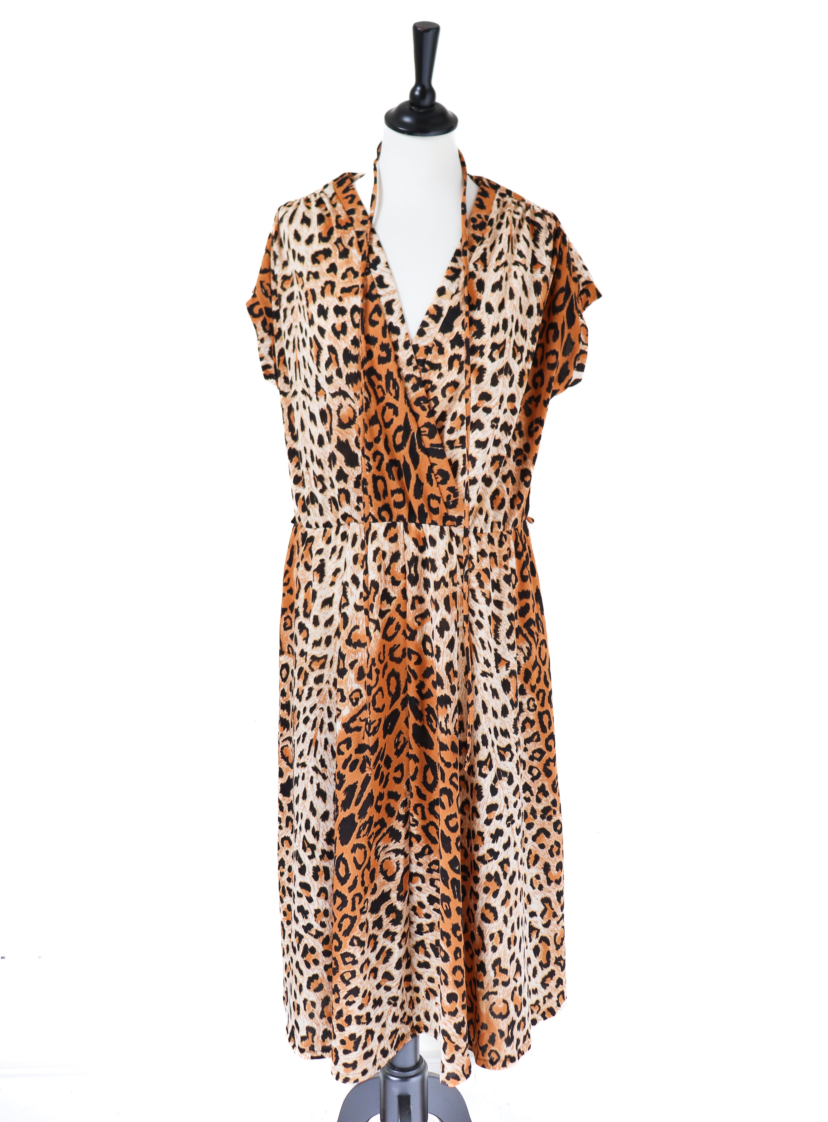 Leopard Print Vintage Dress - 1980s Allander House Of Fraser - Fit L / UK 14