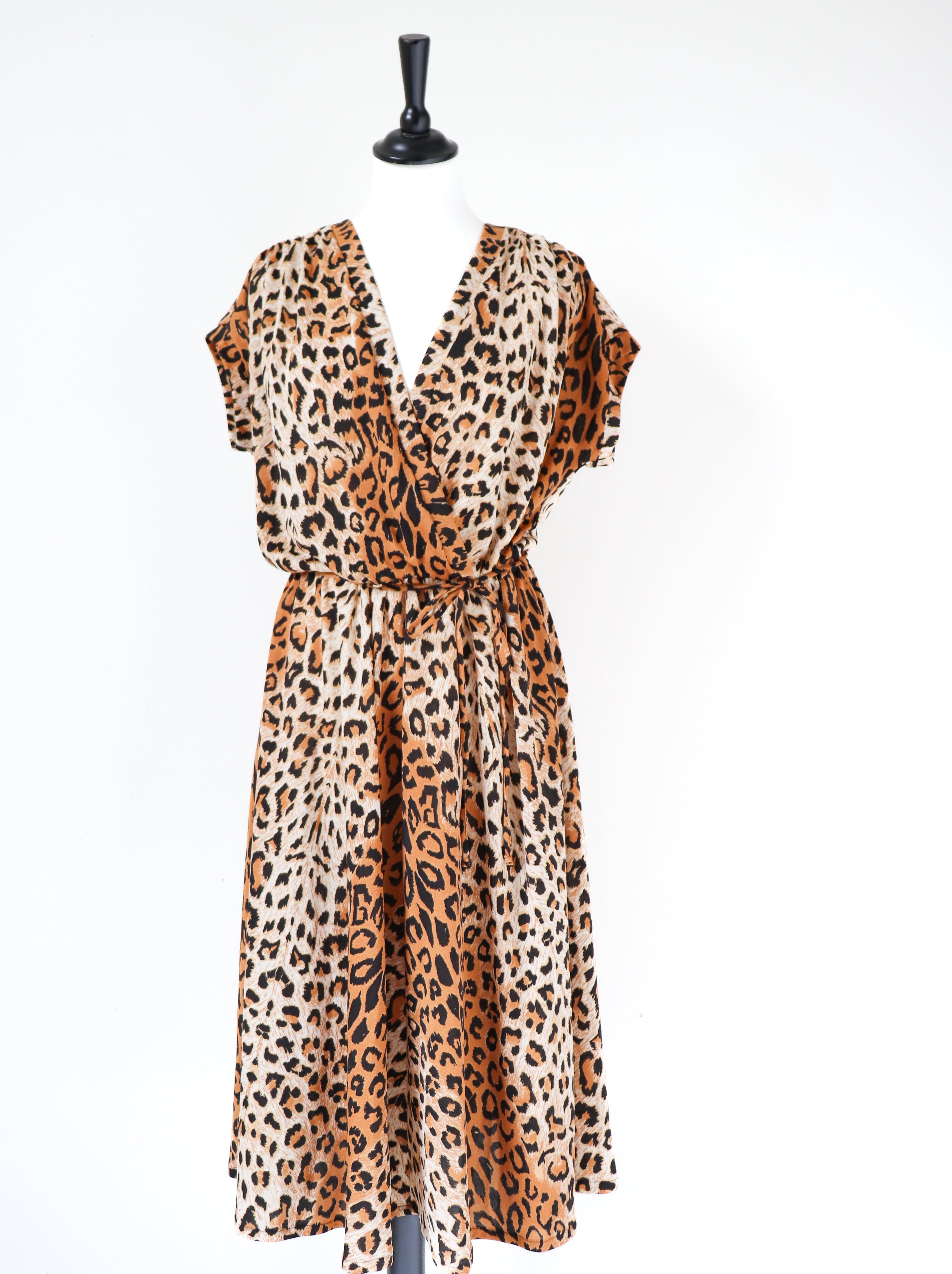 Leopard Print Vintage Dress - 1980s Allander House Of Fraser - Fit L / UK 14