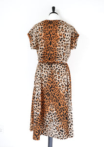 Leopard Print Vintage Dress - 1980s Allander House Of Fraser - Fit L / UK 14