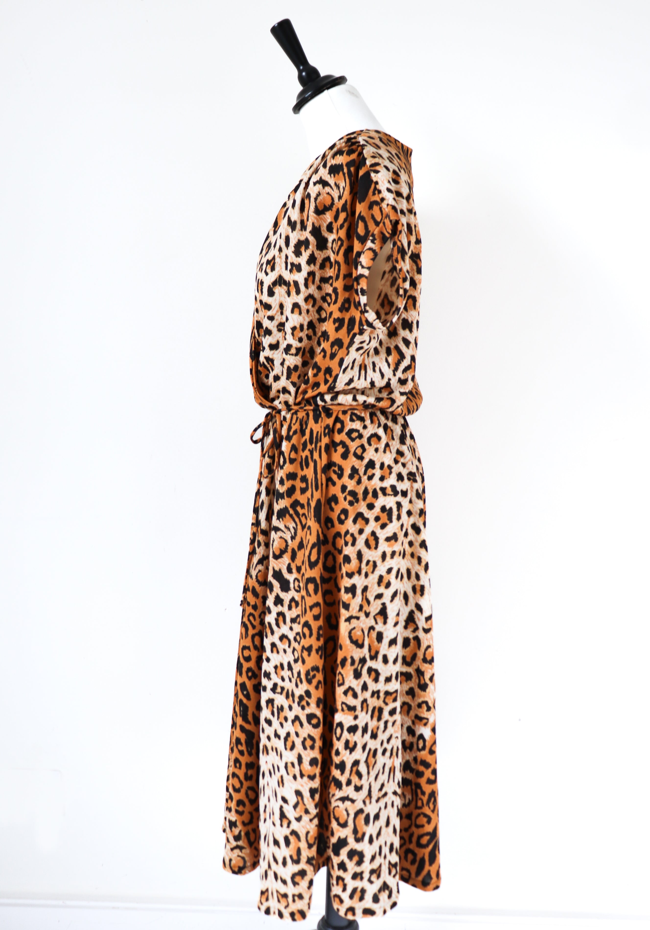 Leopard Print Vintage Dress - 1980s Allander House Of Fraser - Fit L / UK 14