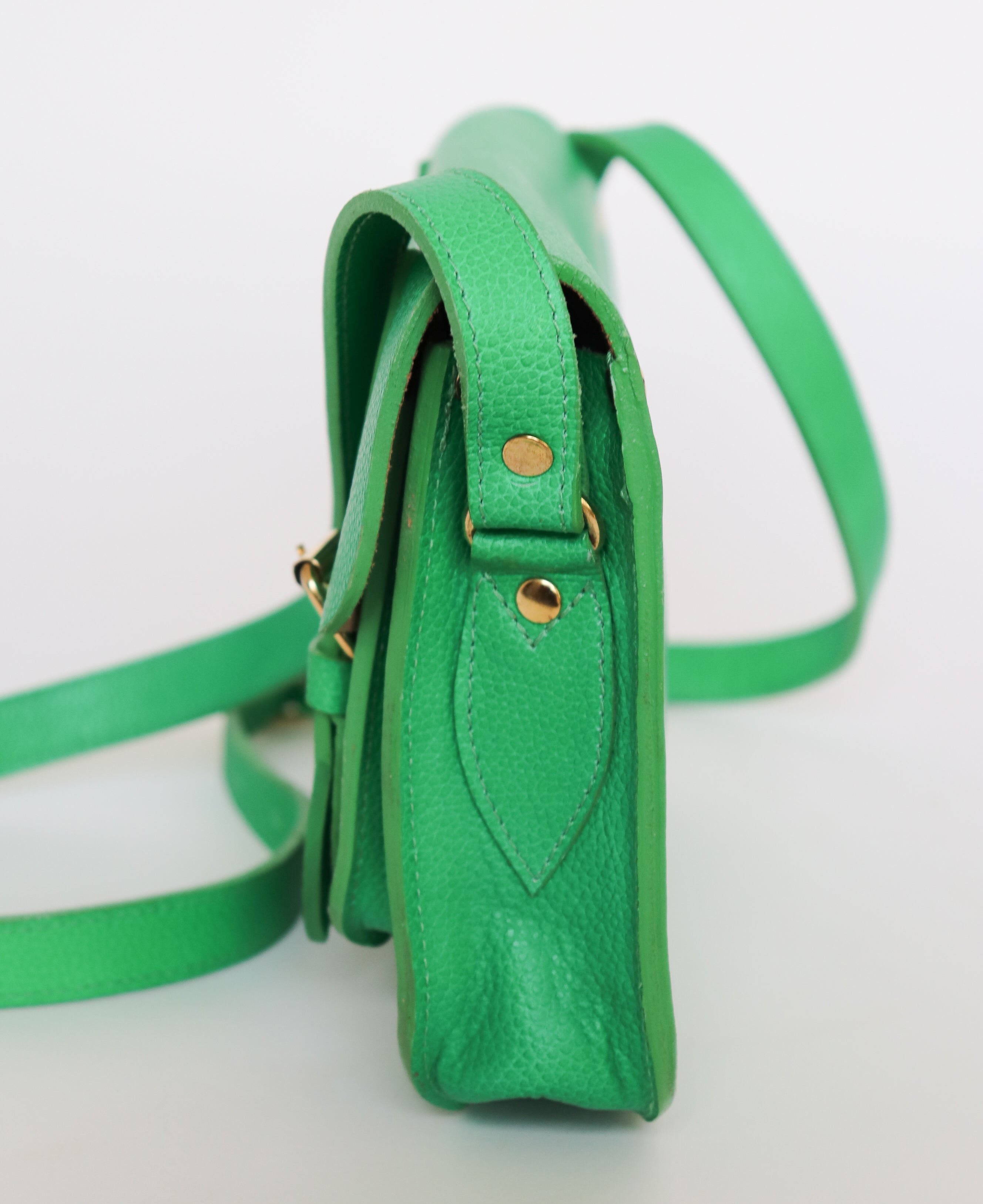 Small Green Leather Satchel Bag - Beirut Satchel - Crossbody Bag