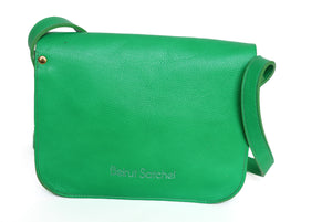 Small Green Leather Satchel Bag - Beirut Satchel - Crossbody Bag