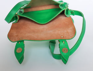 Small Green Leather Satchel Bag - Beirut Satchel - Crossbody Bag