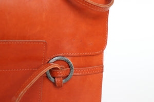 Jacques Esterel Leather Tote Bag  / Handbag - Orange Tan - Small