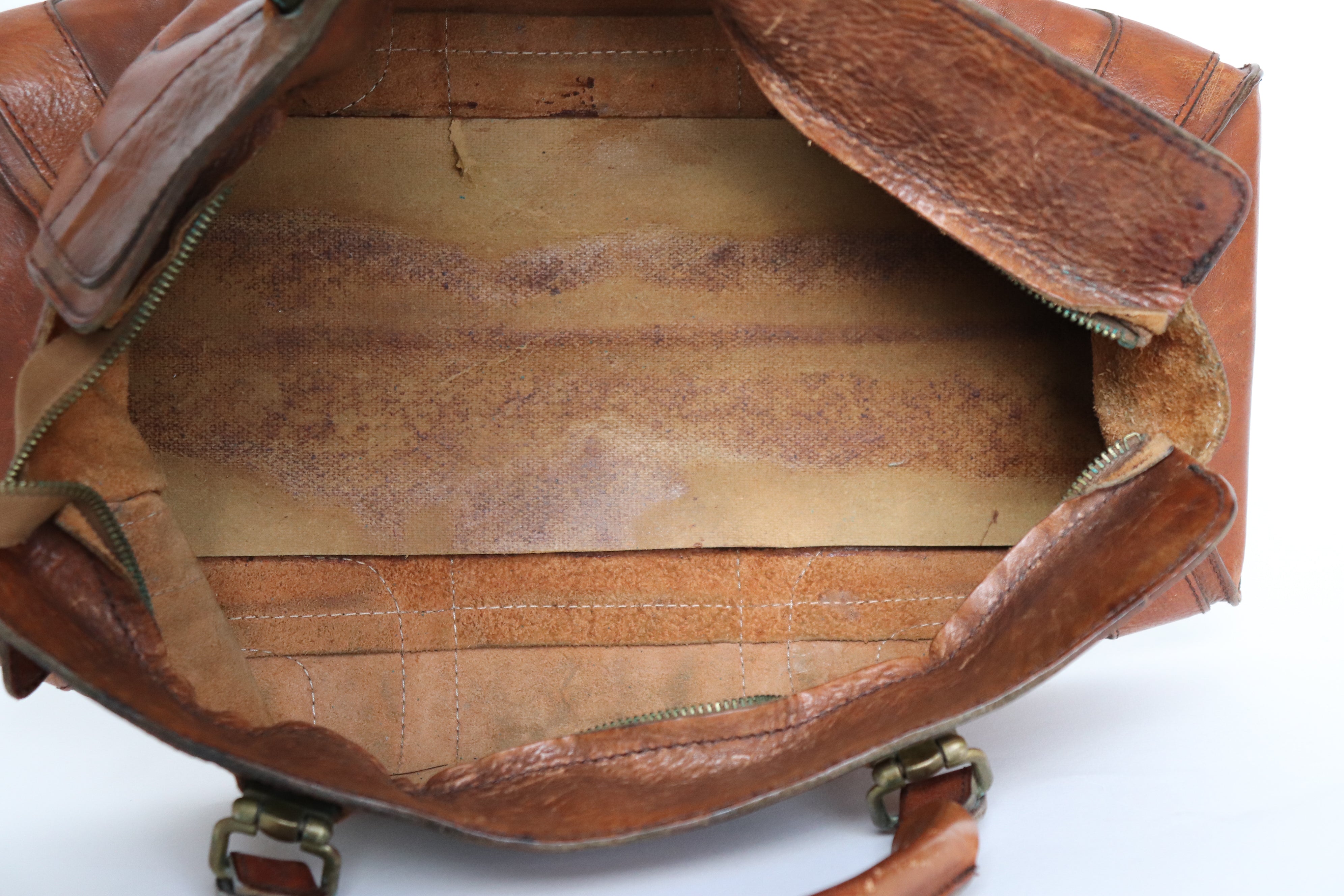 Large Tan Brown Vintage Tote / Top Handle Bag - Gren - 1970s