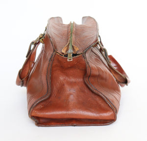 Large Tan Brown Vintage Tote / Top Handle Bag - Gren - 1970s