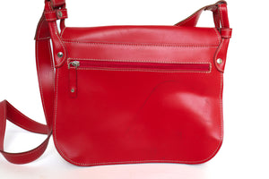 Red Leather Satchel Bag - Medium