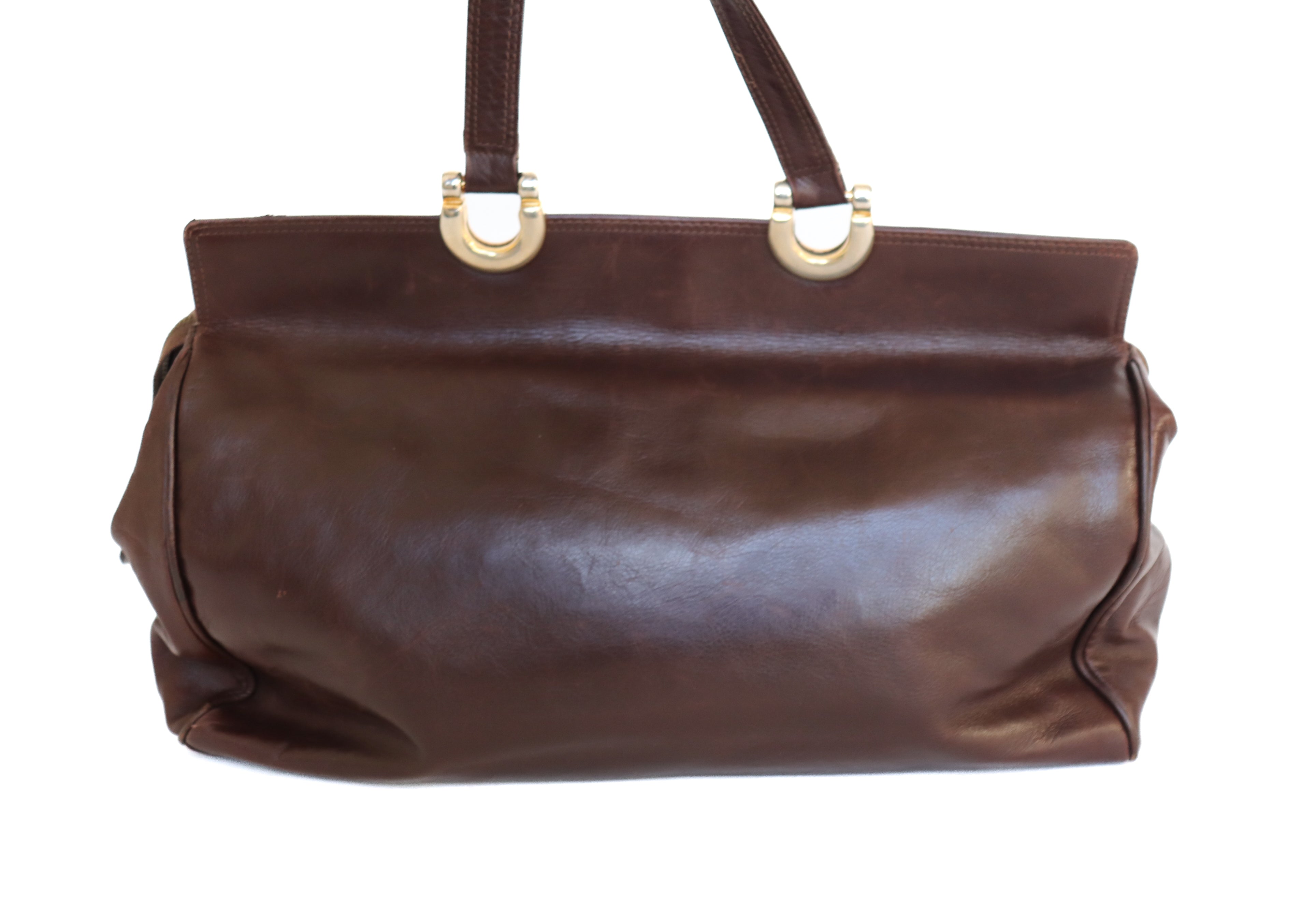 Vintage Brown Leather Tote Bag - 1990s - Large