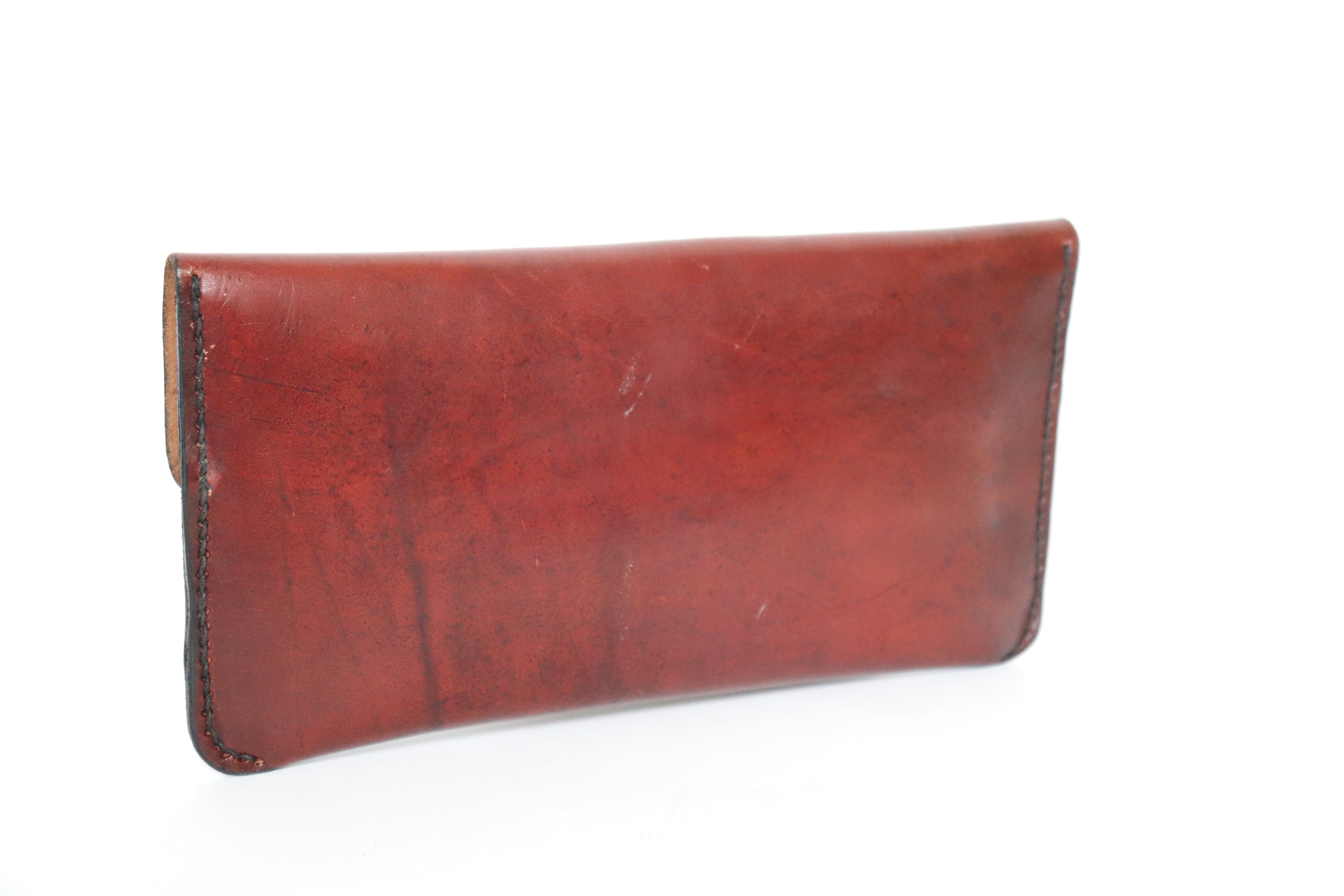 Vintage Clutch Bag - Tan Brown Leather - 1970s - Small