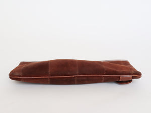 Vintage Clutch Bag - Brown Suede Leather - 1960s - Small