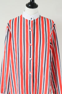 Debenhams Striped Shirt - Vintage 1980s - Red / White/ Blue  - Fit L / UK 14