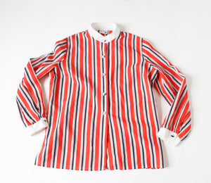 Debenhams Striped Shirt - Vintage 1980s - Red / White/ Blue  - Fit L / UK 14