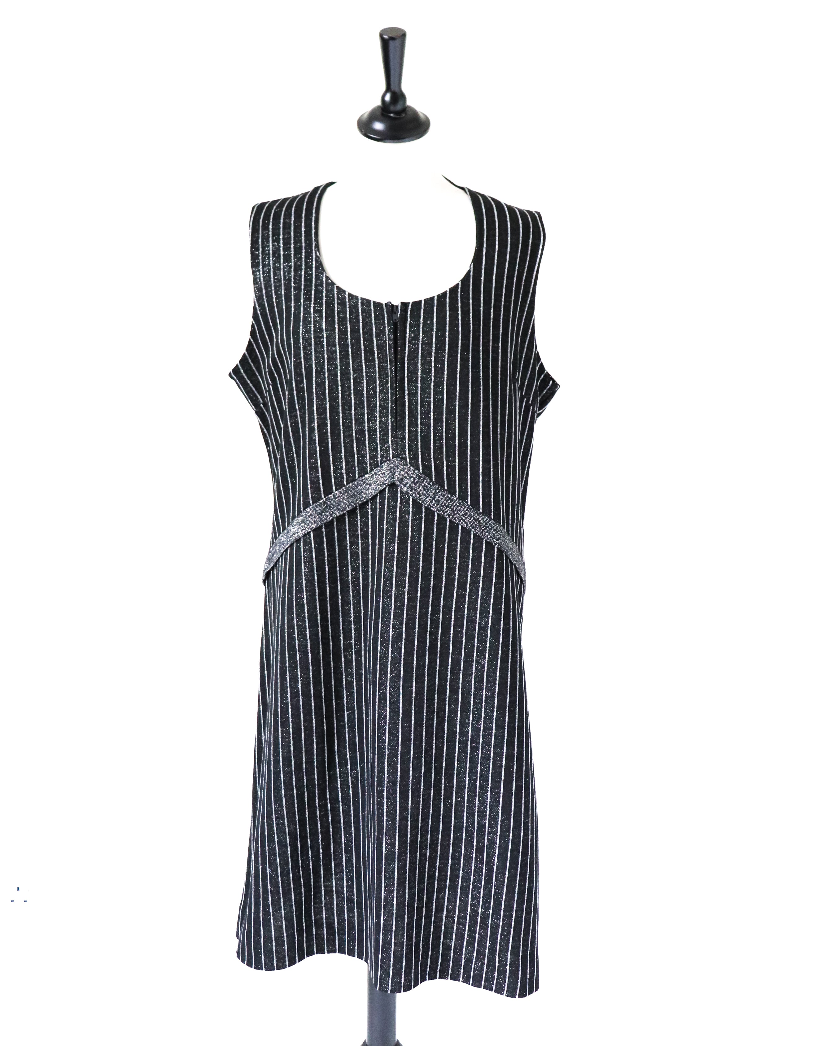 1960s Vintage Black Pinafore Dress - Mary Quant Style - Fit UK 14 / 16