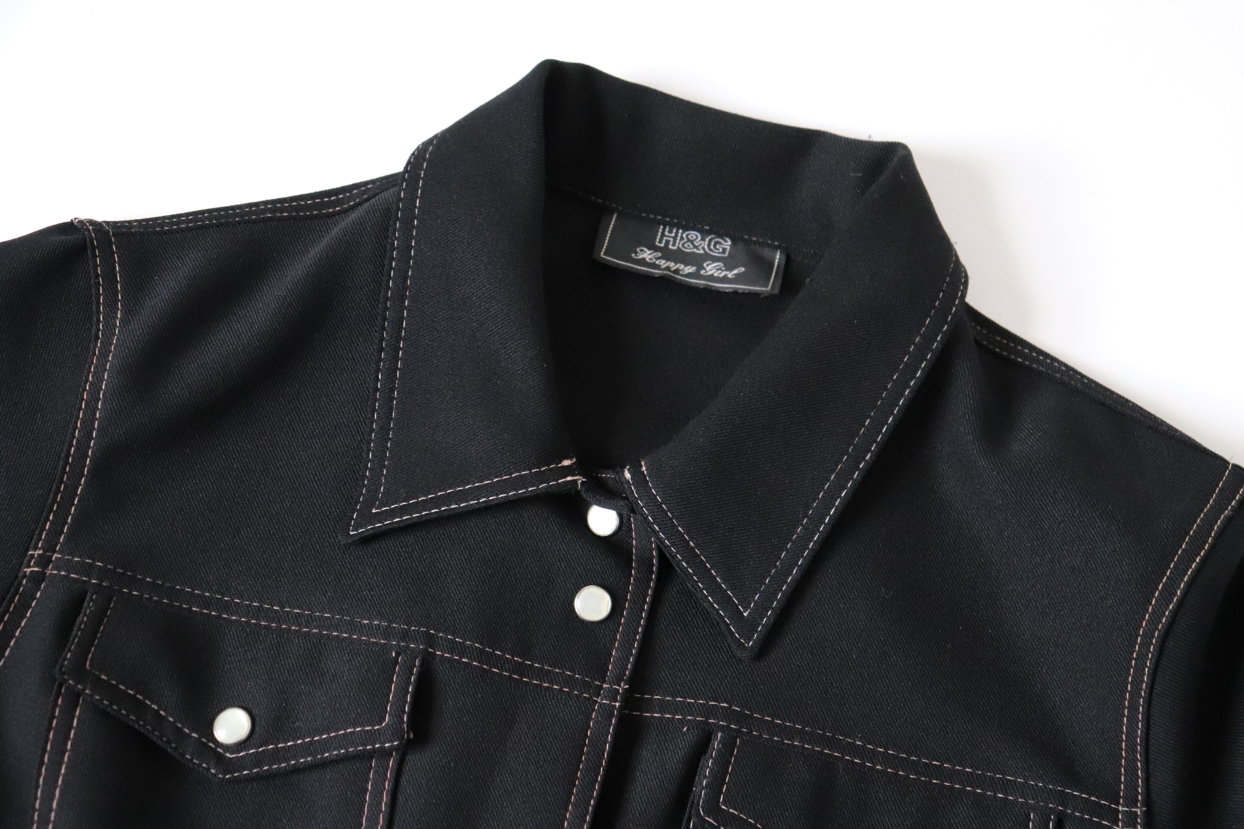 Black Western / Cowboy Fitted Shirt - Long Sleeves  - Fit UK 8 / 10