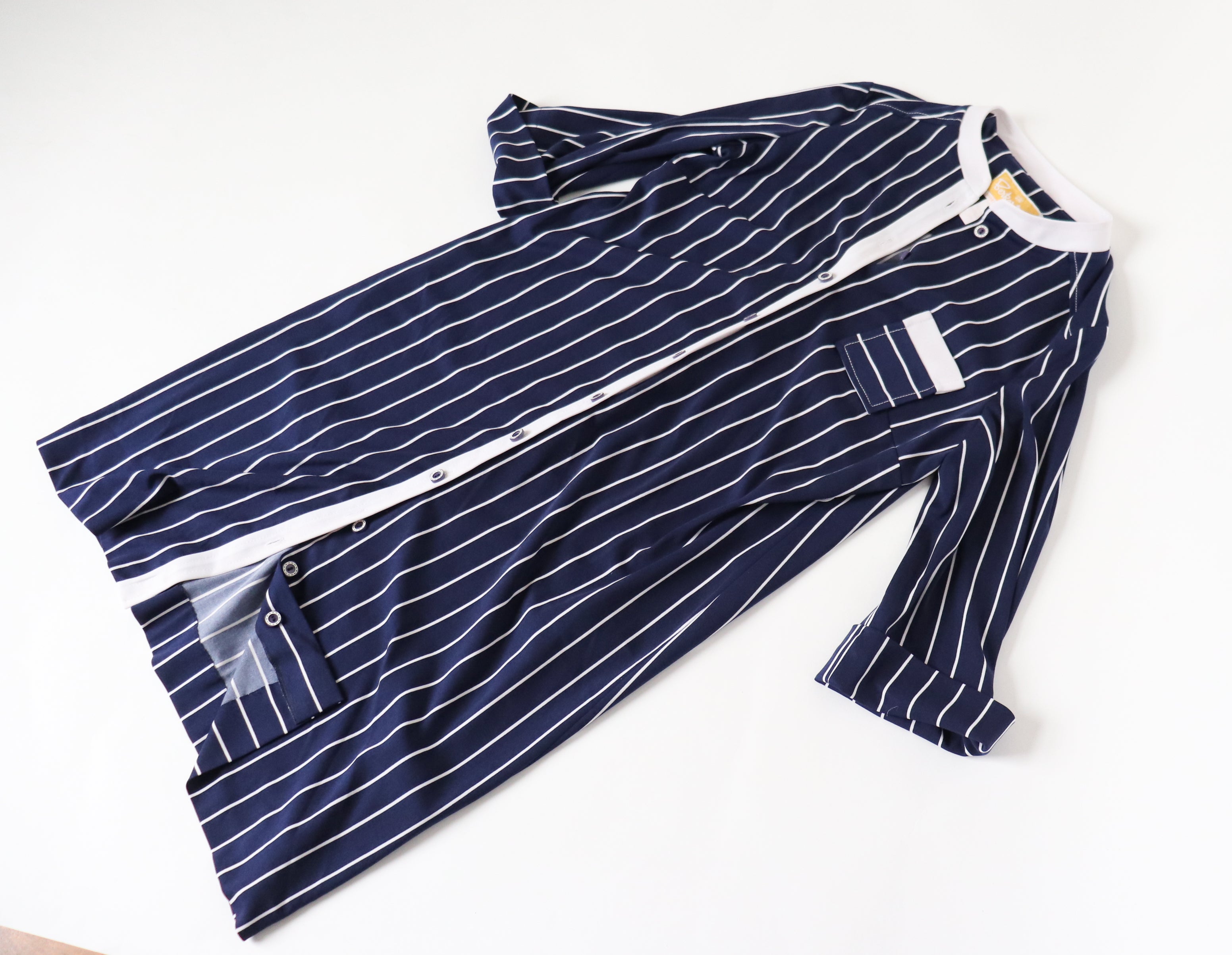 Berketerx Vintage Shirt  Dress - Blue / White Striped - Fit L / UK 14