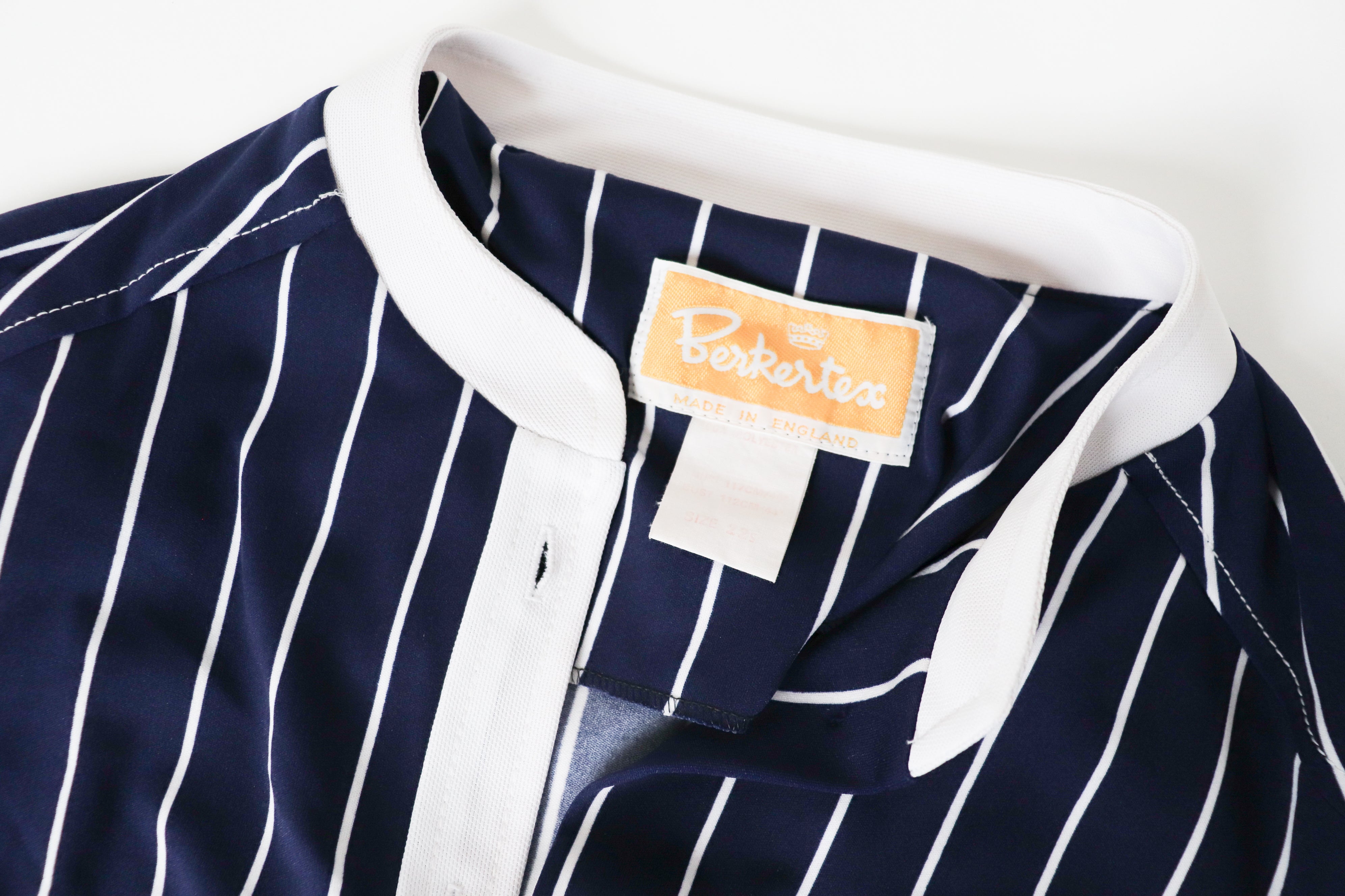 Berketerx Vintage Shirt  Dress - Blue / White Striped - Fit L / UK 14