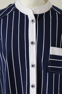 Berketerx Vintage Shirt  Dress - Blue / White Striped - Fit L / UK 14