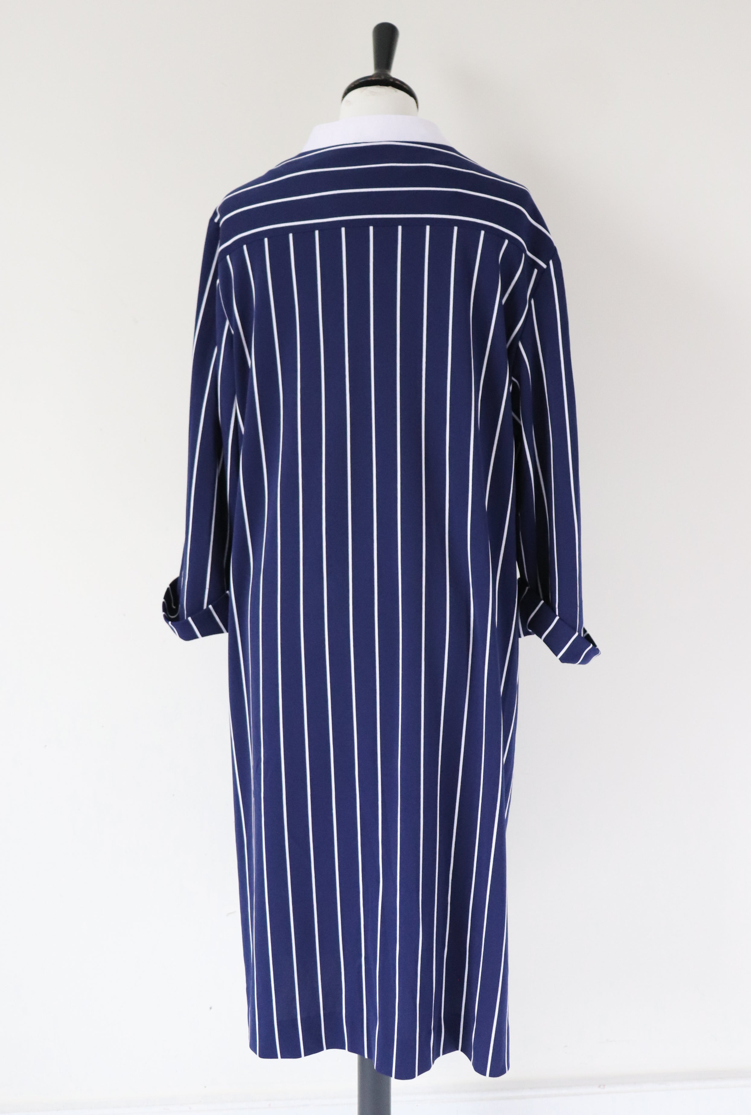Berketerx Vintage Shirt  Dress - Blue / White Striped - Fit L / UK 14