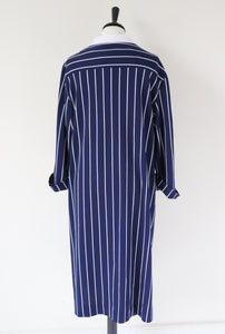 Berketerx Vintage Shirt  Dress - Blue / White Striped - Fit L / UK 14