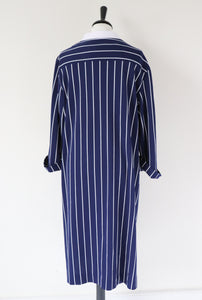 Berketex Vintage Shirt  Dress - Blue / White Striped - Fit L / UK 14