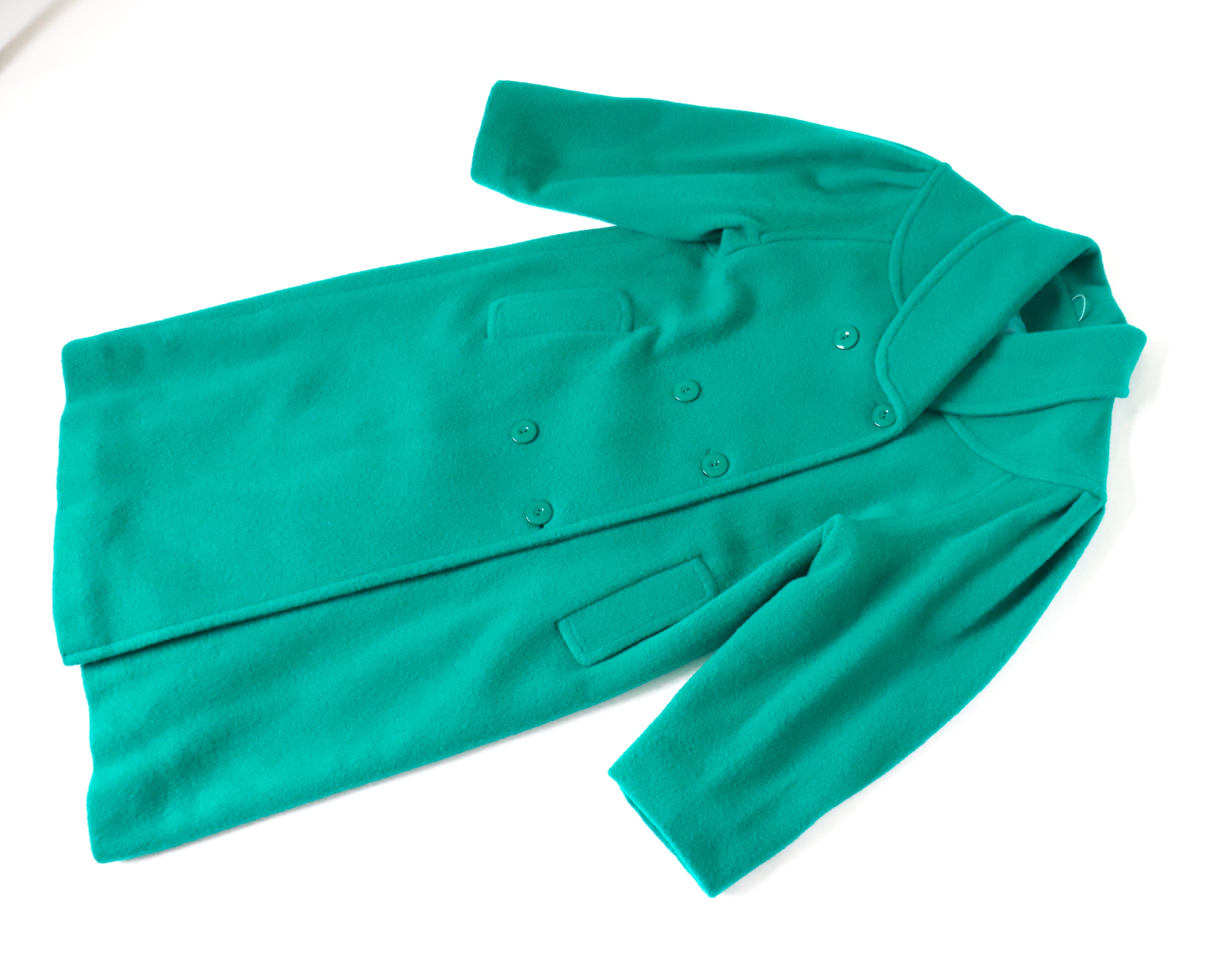 Green Vintage Coat / Overcoat - 100% Wool - Fit M / UK 12