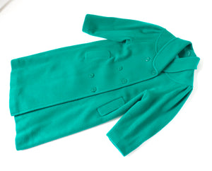 Green Vintage Coat / Overcoat - 100% Wool - Fit M / UK 12