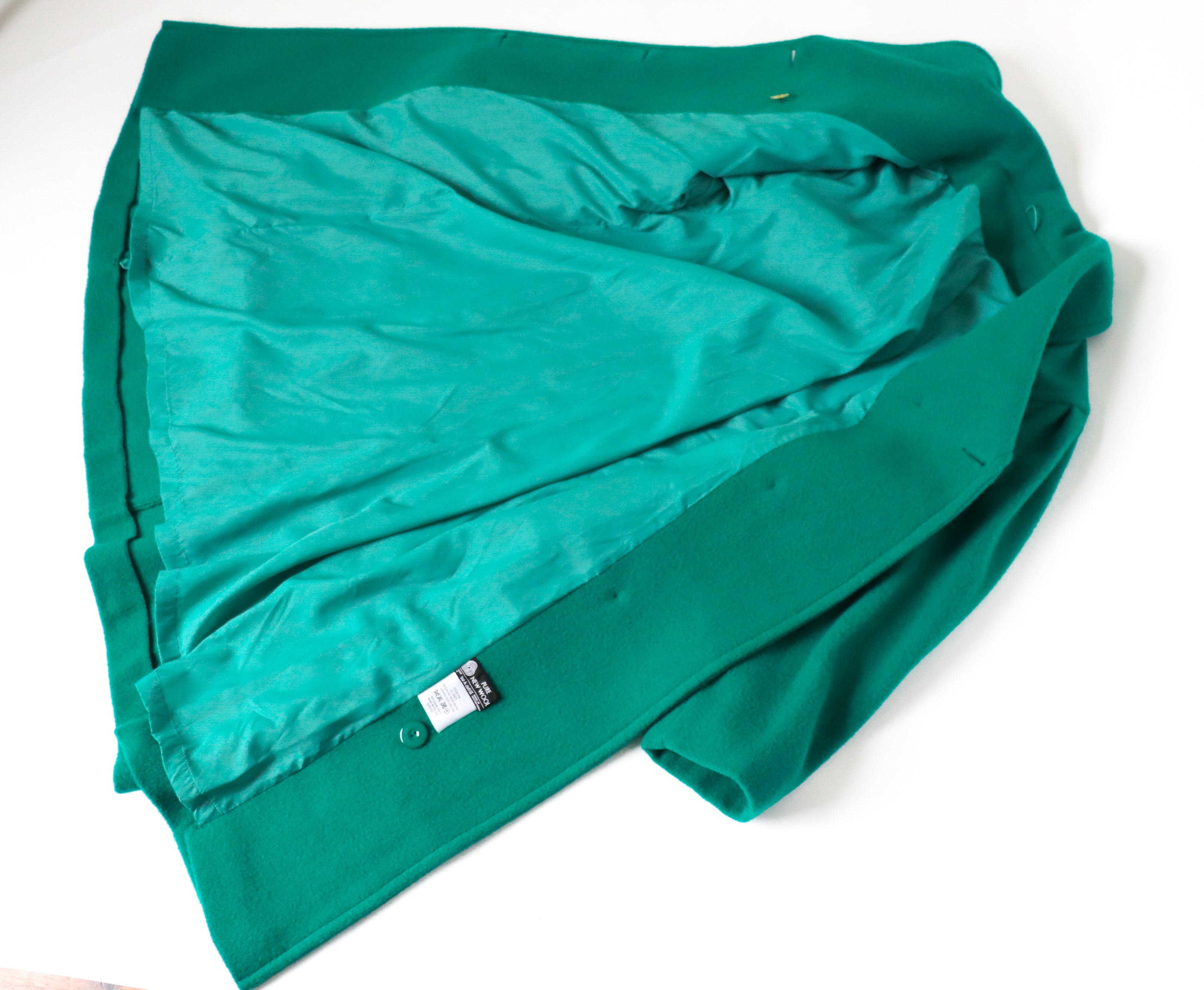 Green Vintage Coat / Overcoat - 100% Wool - Fit M / UK 12