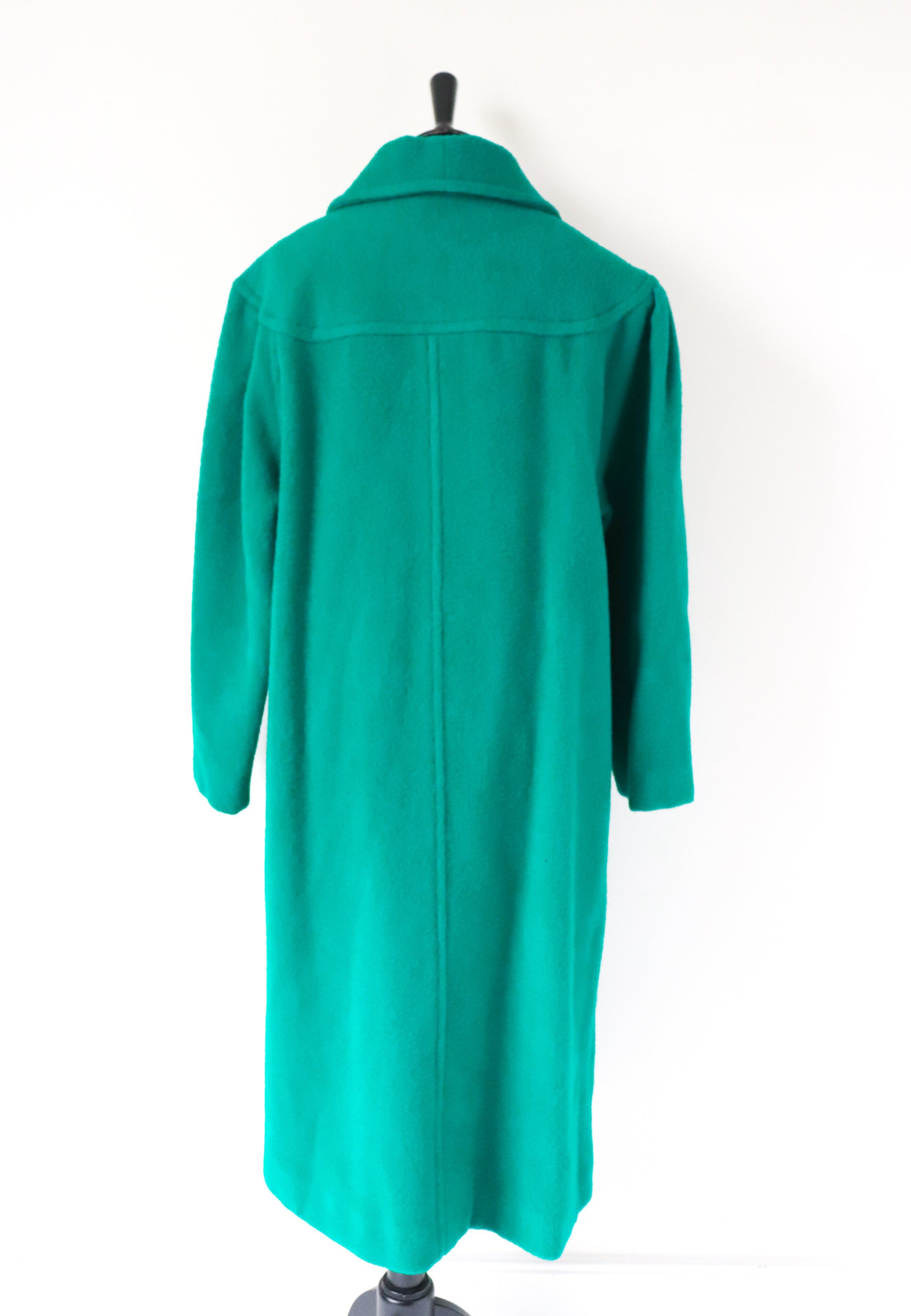 Green Vintage Coat / Overcoat - 100% Wool - Fit M / UK 12