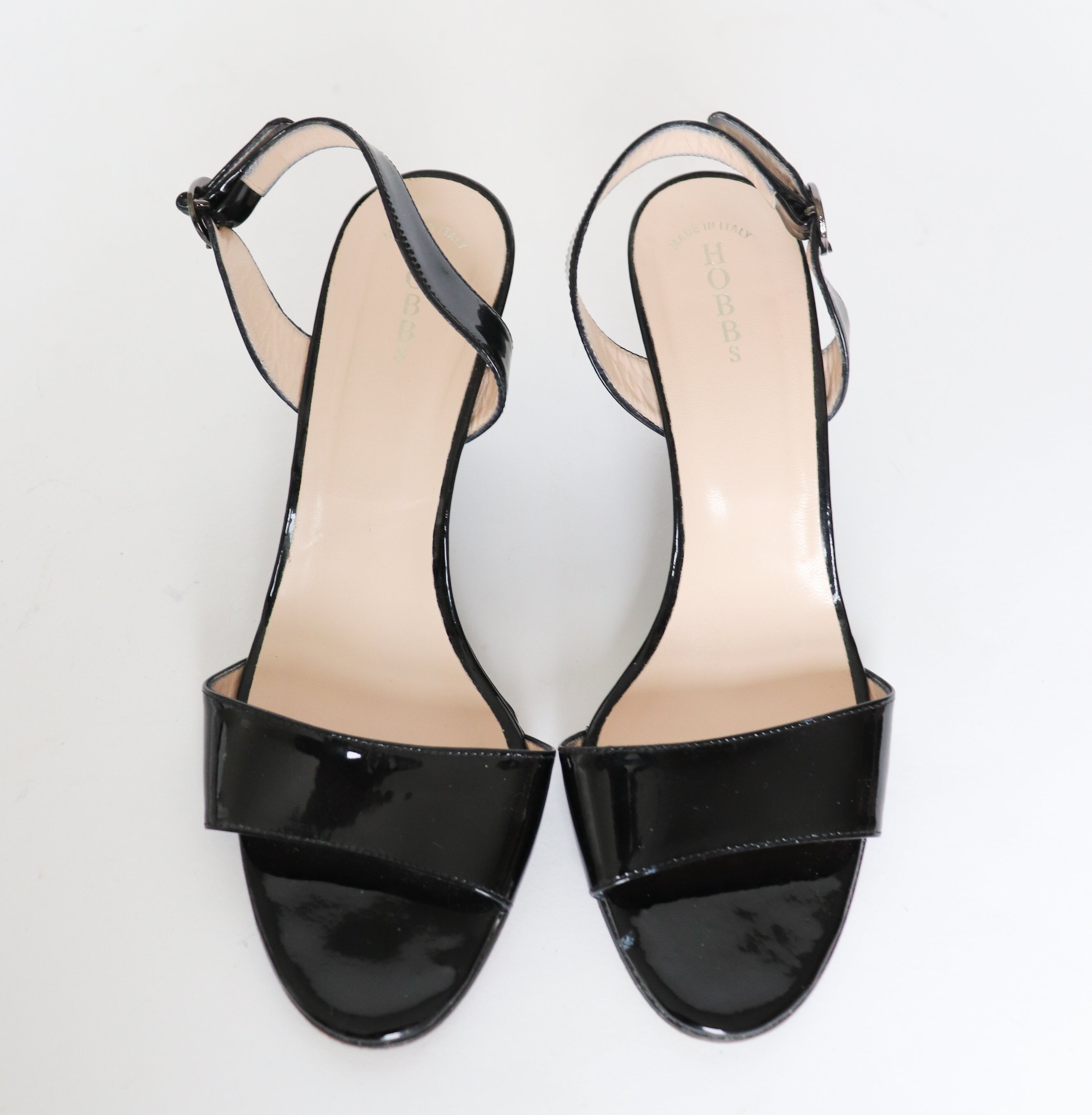 Hobbs Wedge Heel Slingback Sandals - Black Patent Leather - 41 / UK 8