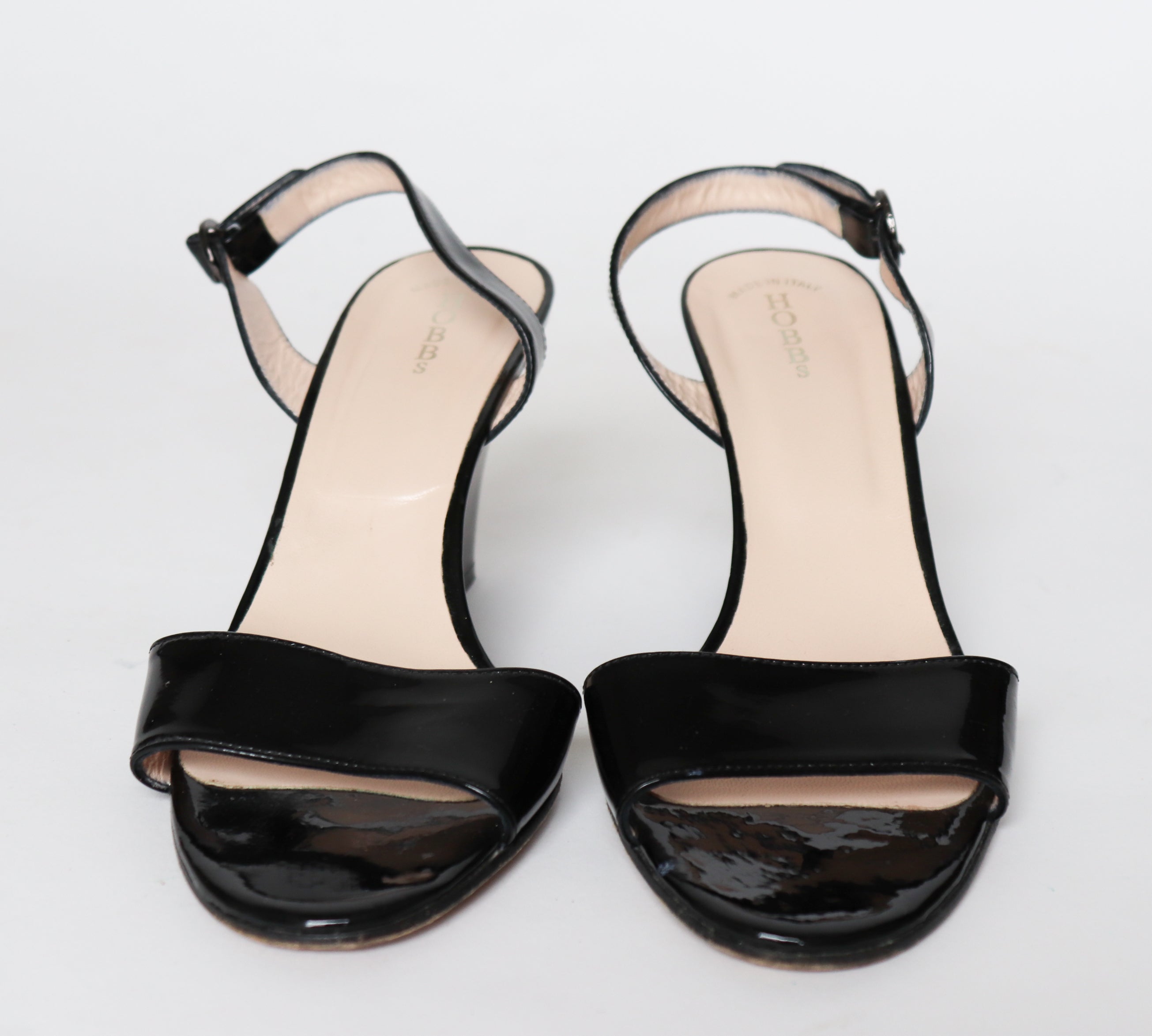 Hobbs Wedge Heel Slingback Sandals - Black Patent Leather - 41 / UK 8