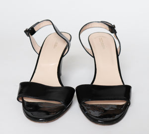 Hobbs Wedge Heel Slingback Sandals - Black Patent Leather - 41 / UK 8