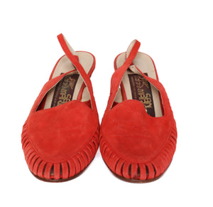 Red Suede Leather Slingback Shoes / Heels - San Marco - Fit 39 / UK 6