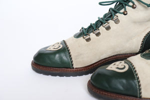 Tirol Ankle Boots - TrolerChic - Cream / Green Leather - Fit UK 6 / 39 - RARE