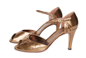 Bruno Magli Gold Strappy Sandals - Leather - Vintage - 40.5 / UK 7.5