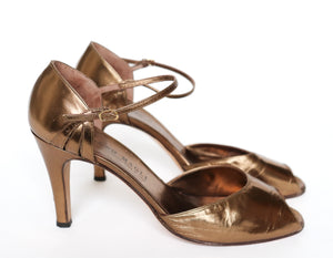 Bruno Magli Gold Strappy Sandals - Leather - Vintage - 40.5 / UK 7.5