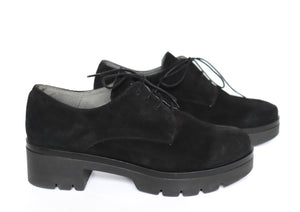 Oxigeno Platform Brogues - Black Suede Leather Lace-Up Shoes - Size 40
