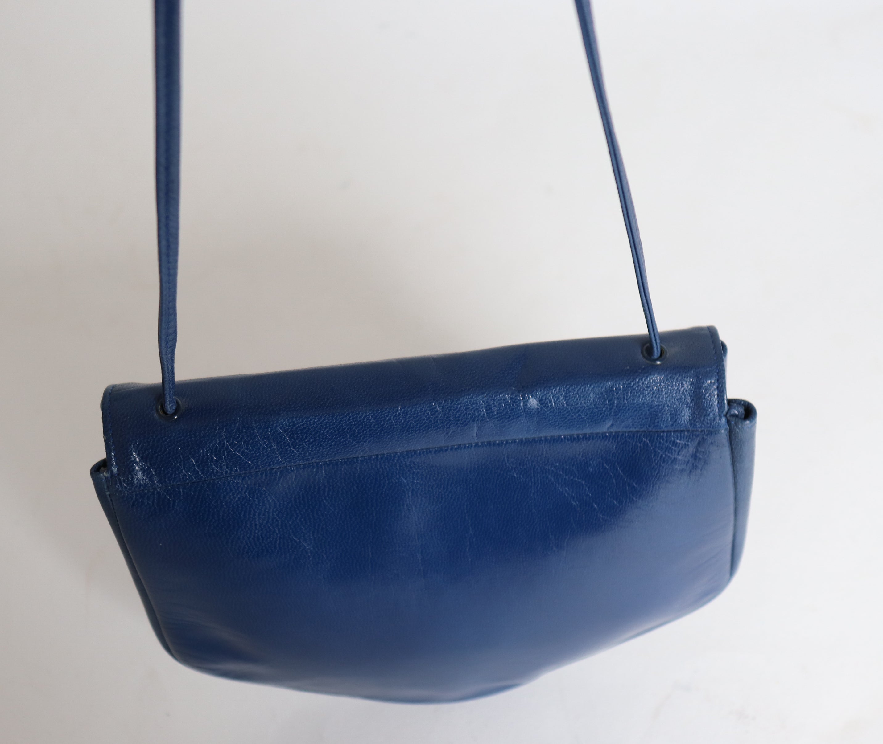 Charles Jourdan Vintage Crossbody Bag - Blue Leather - 1980s - Small