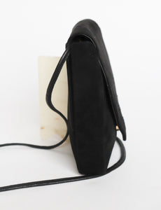 Bruno Magli Vintage Crossbody Bag - Black Suede Leather - 1980s - Small