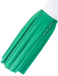 Vintage Pleated Midi Skirt - Green - Essentials - Crepe -  Fit TALL S / M