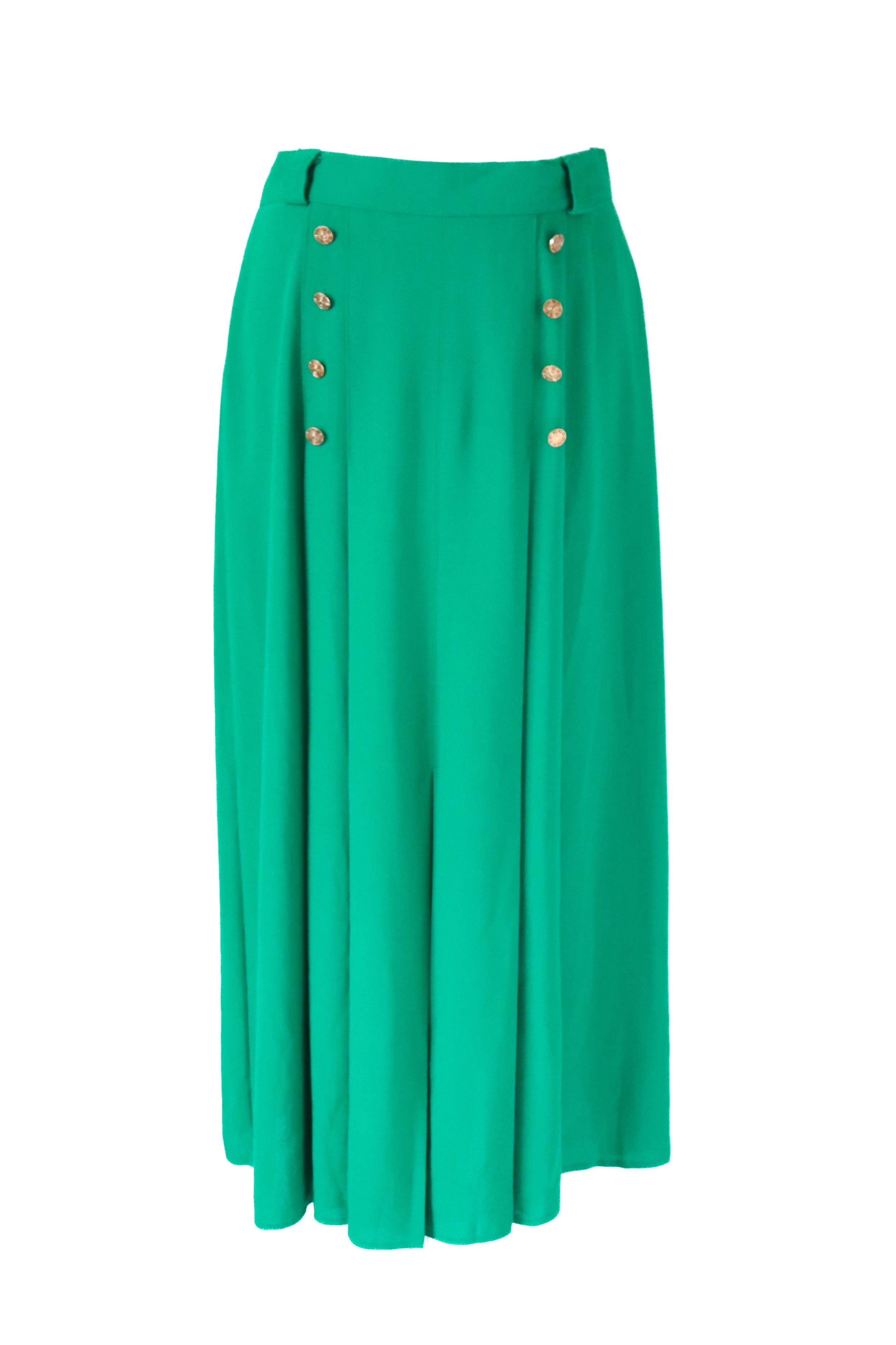 Vintage Pleated Midi Skirt - Green - Essentials - Crepe -  Fit TALL S / M