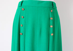 Vintage Pleated Midi Skirt - Green - Essentials - Crepe -  Fit TALL S / M