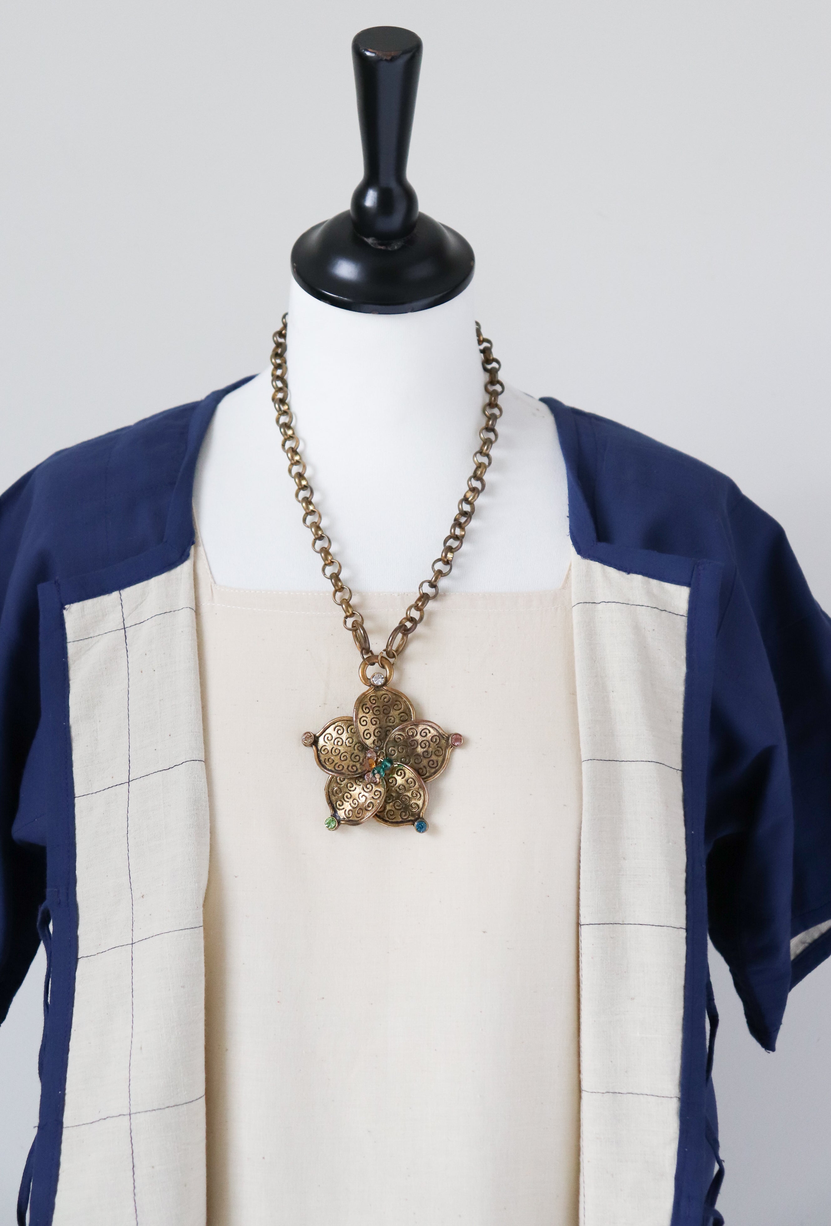 Vintage 1960s Pendant Necklace - Brass - Large