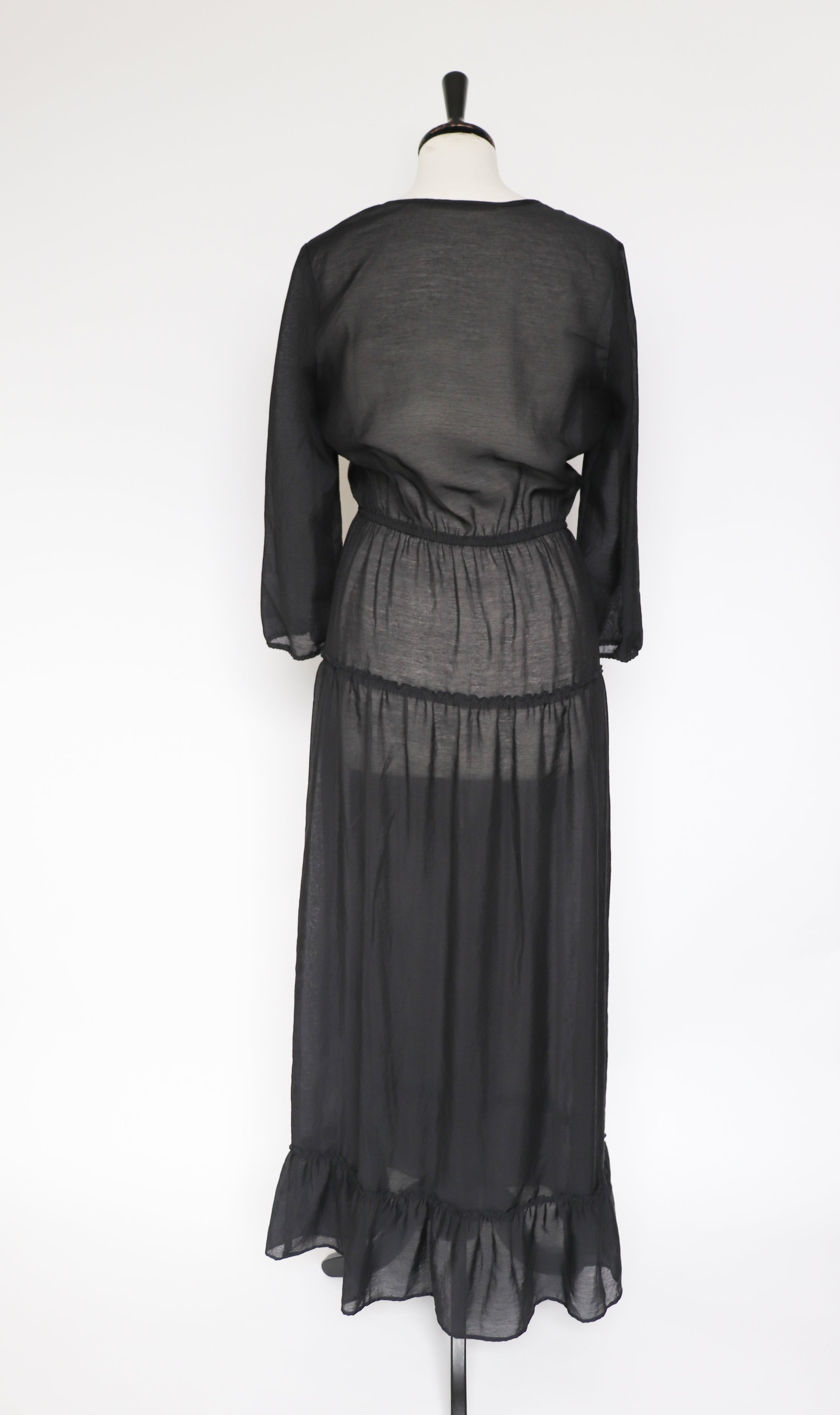 Twelfth Street Cynthia Vincent Dress - Black Maxi Cotton - Fit S / UK 10